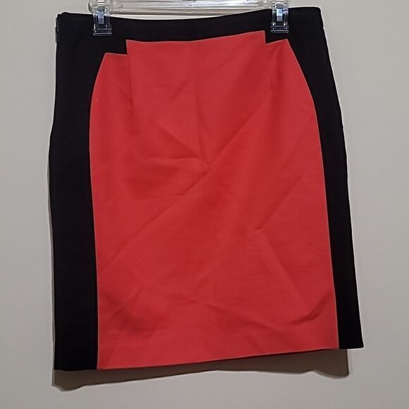 Worthington Orange and Blue ColorBlock Pencil Skirt with Double Side Zip Sz 10P - Picture 5 of 6